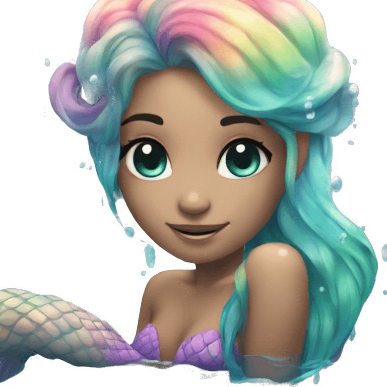 mermaid rainow cute lov emoji