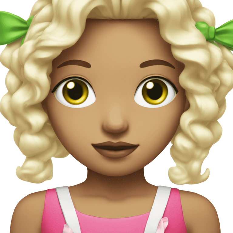 hot pink white girl with green eyes and bows emoji