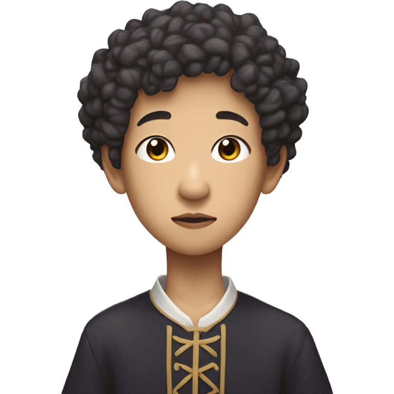 Tall Taro asian witch, a boy about 20 years old with short curly hair, a bit overwheight emoji