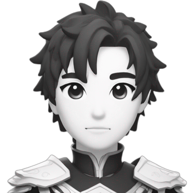 Black and white thoma character from genshin emoji