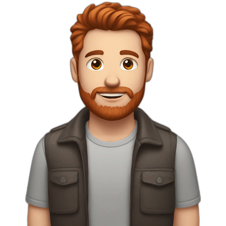 one men with brown hair and a red beard and airpods emoji