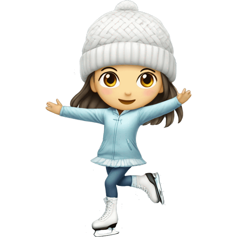 Ice skating girl asian clothes white emoji