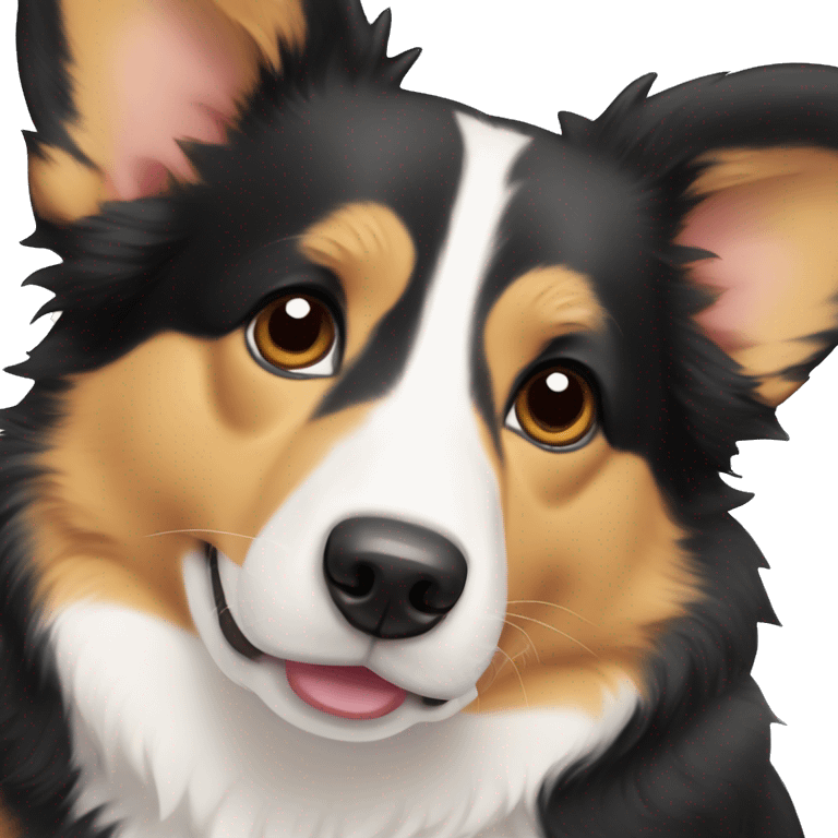 corgi mixed with a border collie black with light brown nose emoji