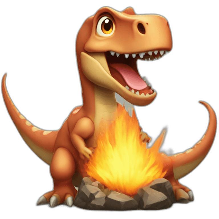 Dinosaure with hearth arround him emoji