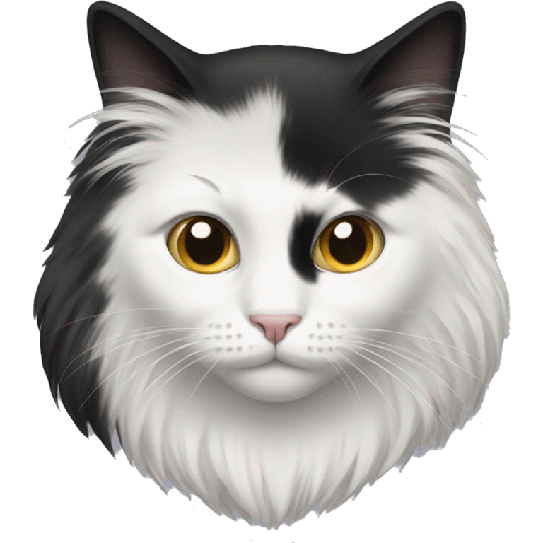 half black and half white long hair cat emoji