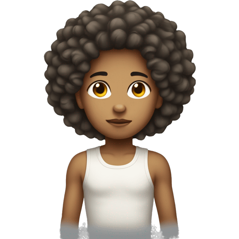 Kid with kinky hair light skin emoji