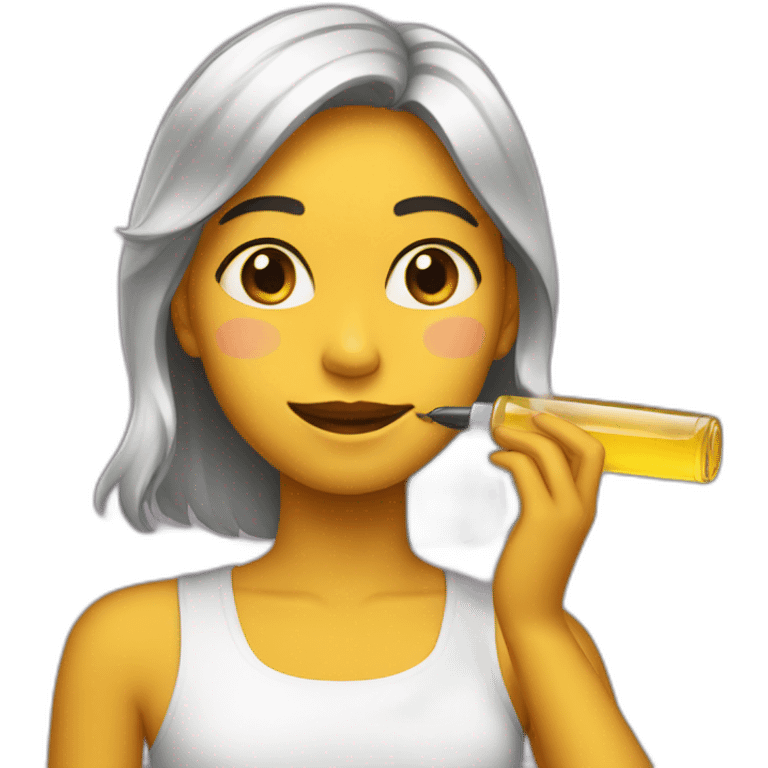 a girl applying oil on her face. emoji