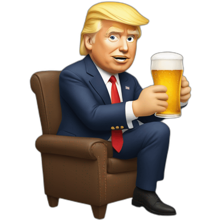 Donald Trump drinking à beer emoji