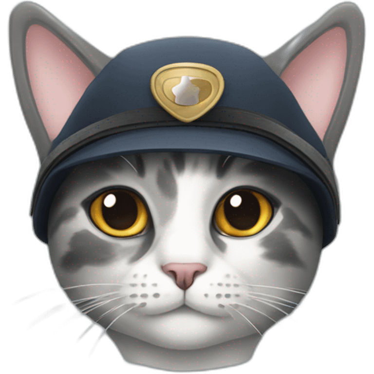 grey calico cat wearing a pilot hat emoji