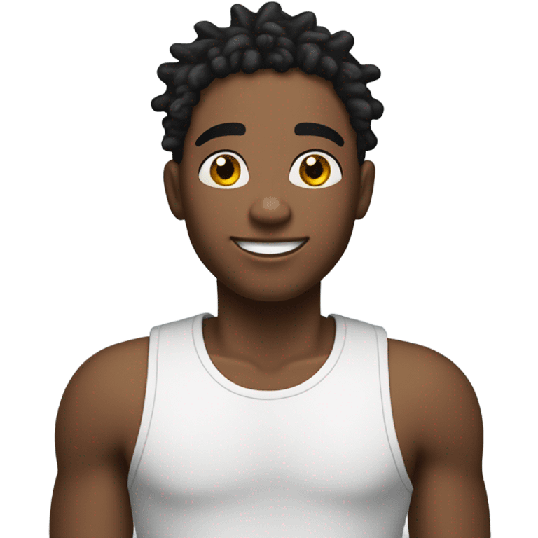 A young African-American male with short, thick dreadlocks and a friendly, confident smile. He has a slim but toned build and radiates a vibrant, approachable energy. emoji