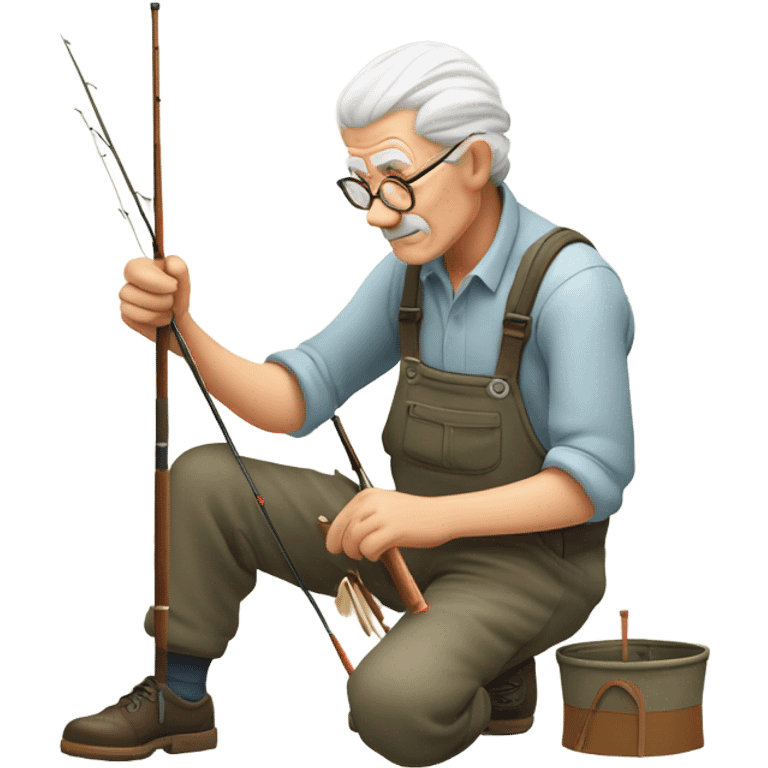 Old guy Making a fly fishing rod emoji