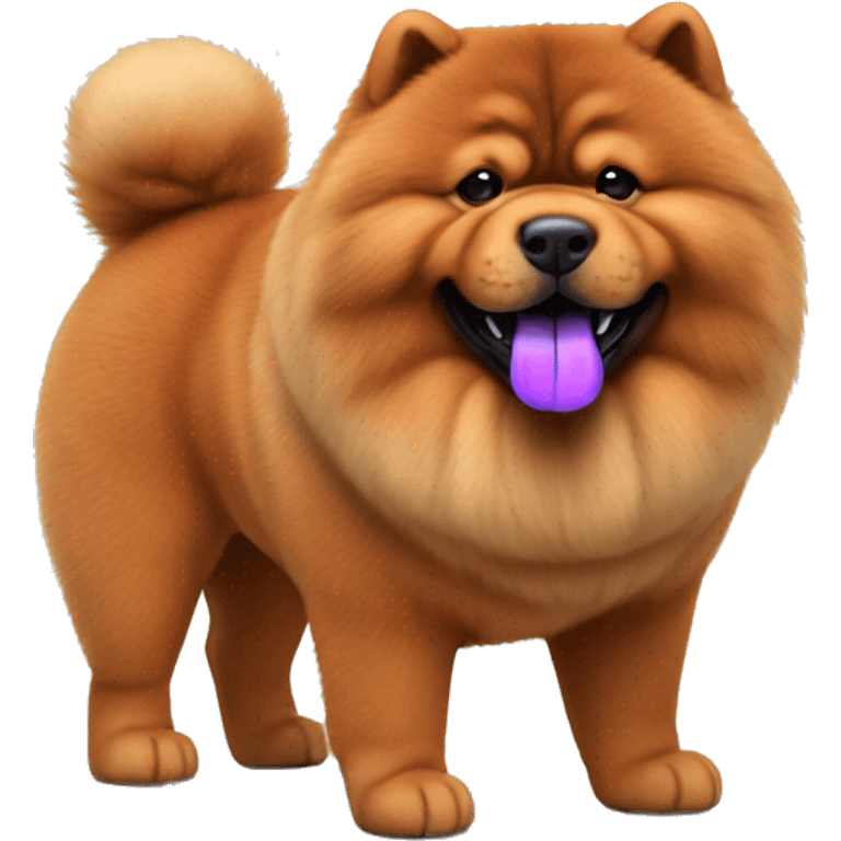 Full body red Chow chow with purple tongue, photorealistic 4k emoji