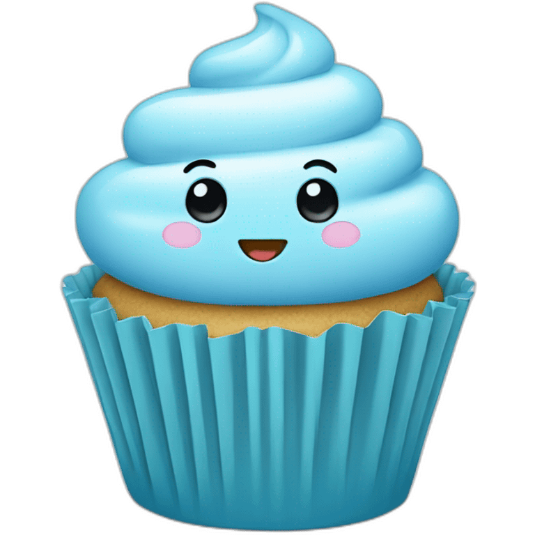 Happy light blue cupcake emoji