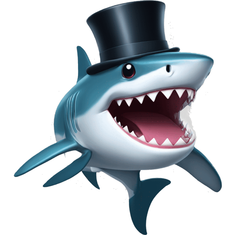 Shark with a top hat emoji