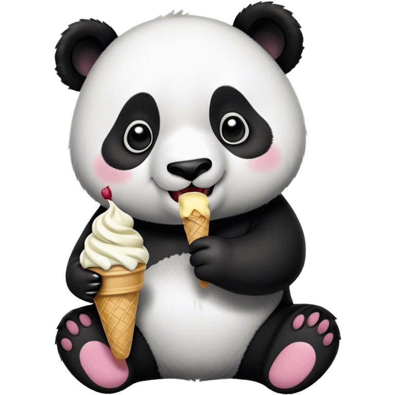 Panda eating ice cream emoji