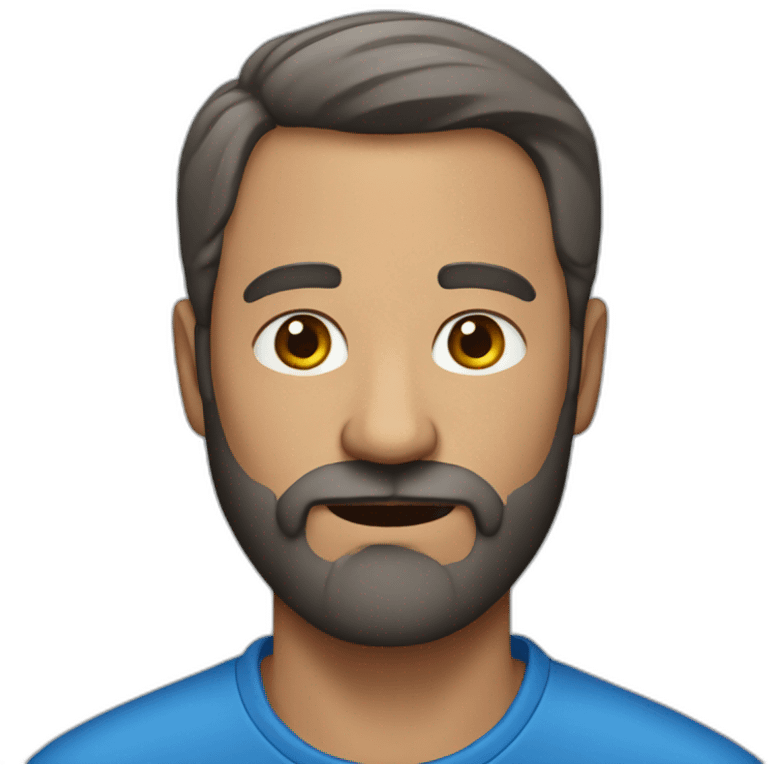 bold man with a beard around 50yo with blue shirt emoji