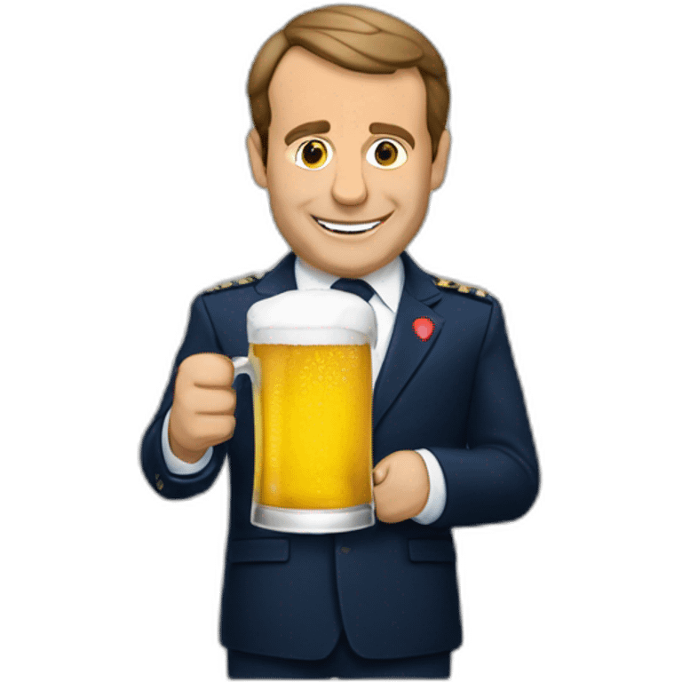 Macron bois une bière emoji