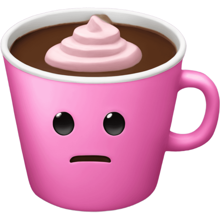 Pink cup with hot chocolate and marsivisks emoji