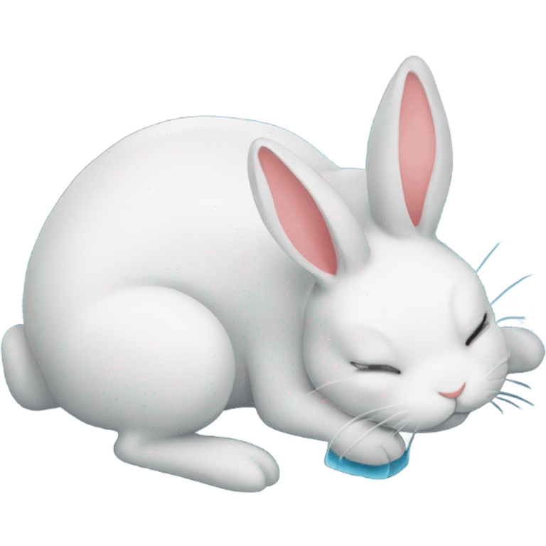 Bunny sleeping on a puddle of water emoji