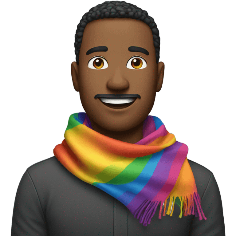 Gay guy wearing a rainbow scarf emoji