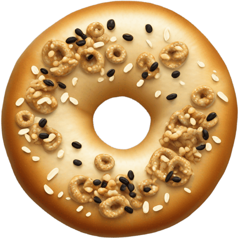 Everything bagel with tiny seeds equally spread out on top emoji