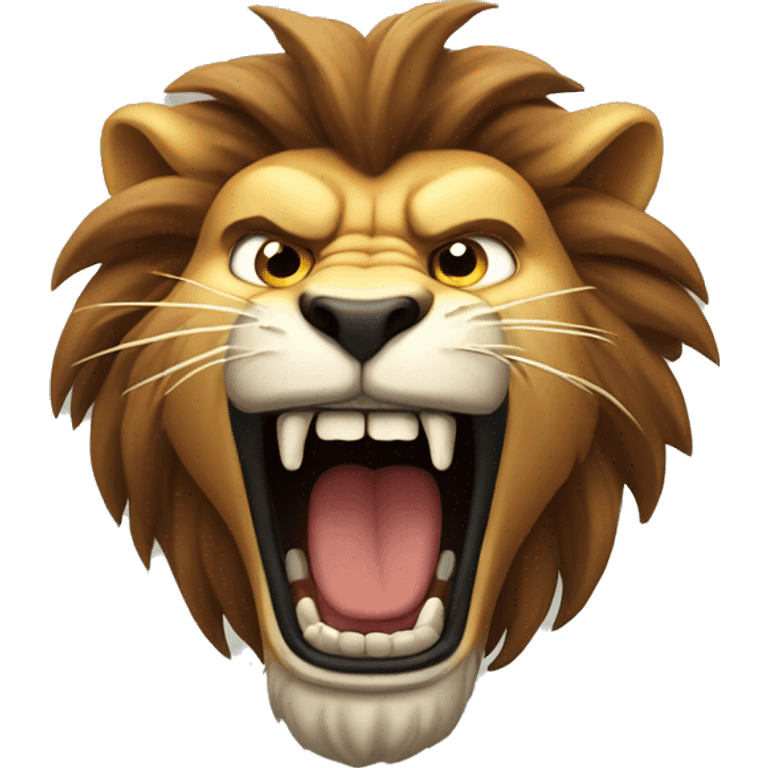 Very serious and Angry lion roars wriggling his head emoji