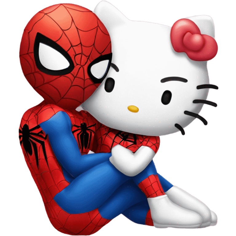 Hello kitty kissing spider man  emoji