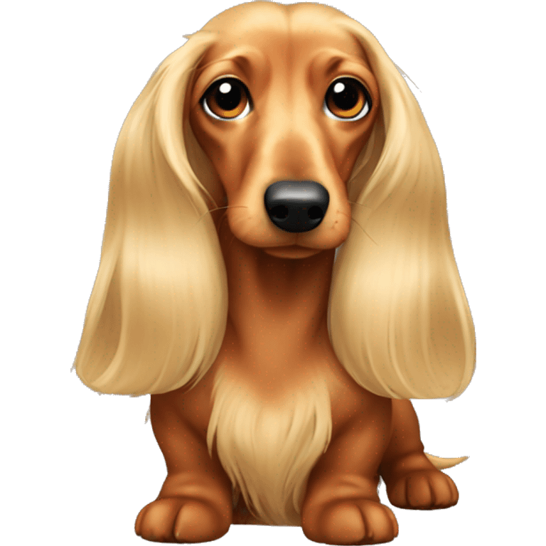 long haired  blonde daschund emoji