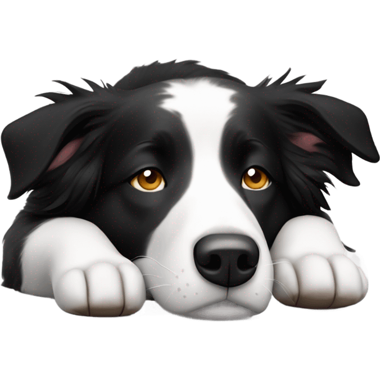 Sleeping black and white border collie emoji