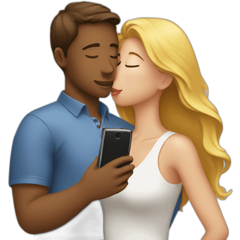 girlfriend kissing a smartphone emoji