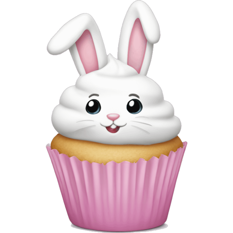 Easter white light pink cupcake bunny emoji