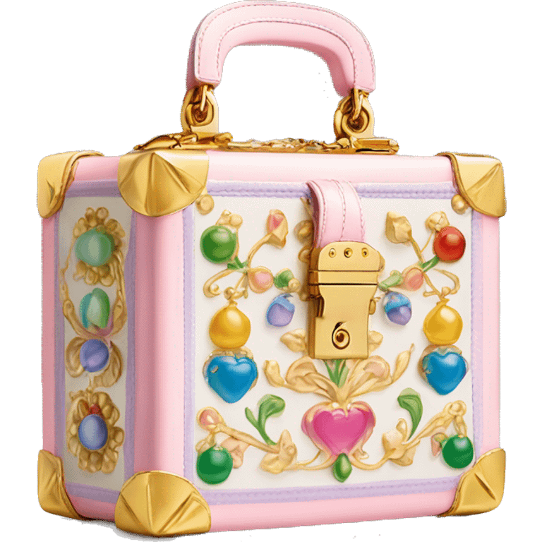 Dolce and Gabbana small box bag with colourful pastel ornament and golden detais  emoji