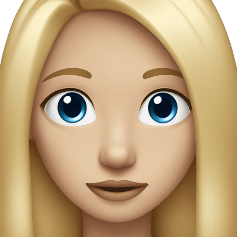 create me a blonde girl with blue eyes, long straight hair, a beautiful Bose, no too big lip emoji