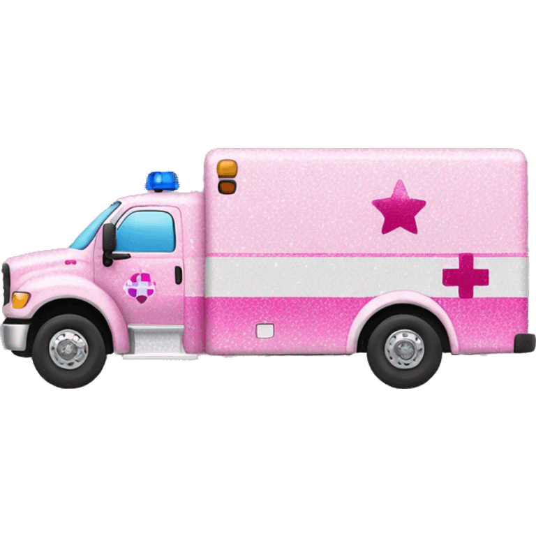 Pink glitter ambulance truck emoji