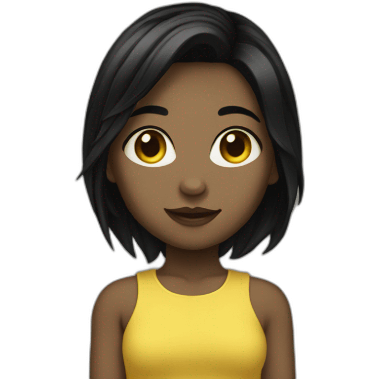 girl black hair black glass yellowskin one emoji