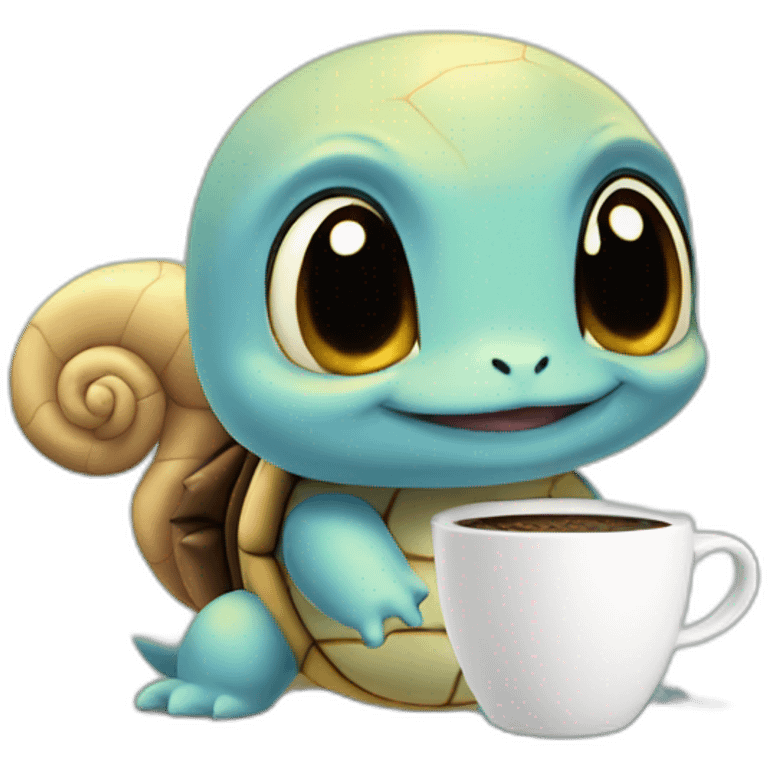 Squirtle with coffee emoji