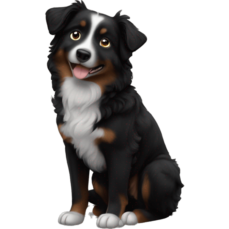 Small black australian shepherd dog moon emoji