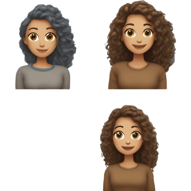 Mon amie qui a les cheveux brun et un pull en laine bleu avec les cheveux marron clair et moi avec les cheveux brun avec un pull gris avec des éclaires dans le tram emoji