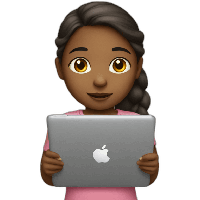 Little girl with an iPad emoji