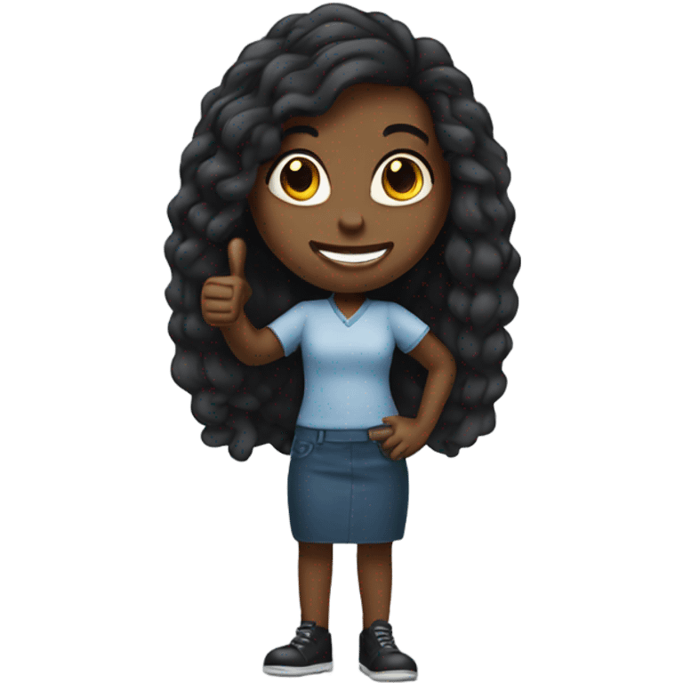 Black girl long hair thumb up emoji