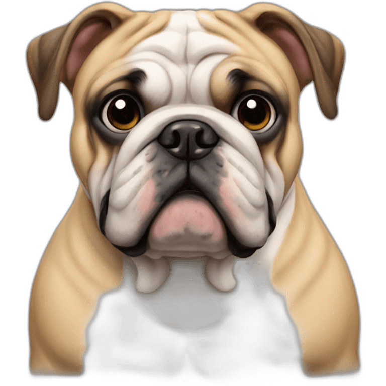 English bulldog with arm around a pug emoji