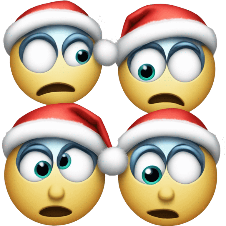 Looking eyes emoji but with two Santa hats, one hat over each eyeball emoji