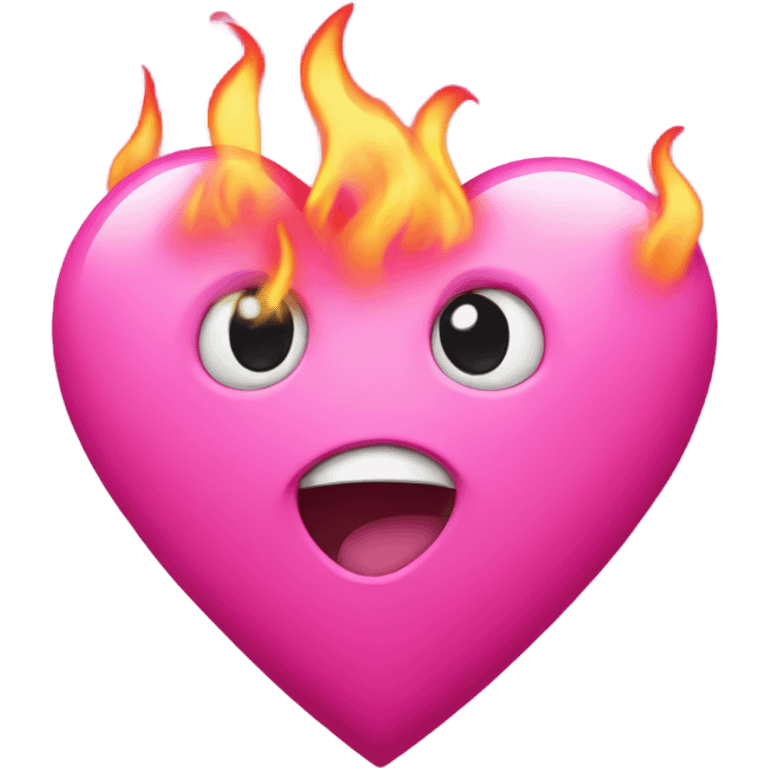 light pink heart with hot pink flames emoji