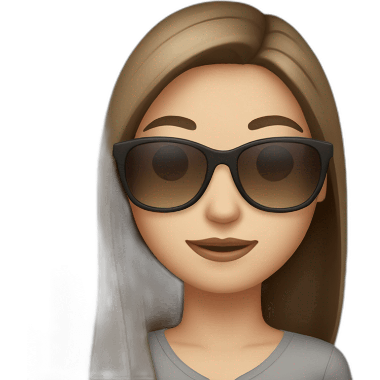 white girl with long straight brown hair wearing sunglasses emoji