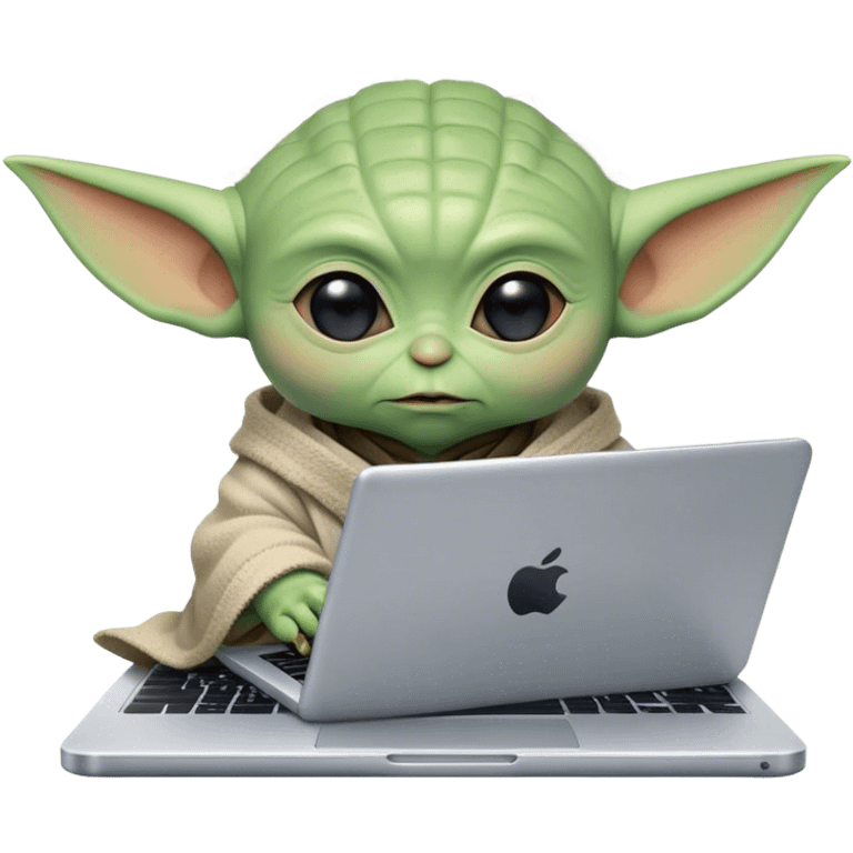 Baby yoda typing on an laptop emoji