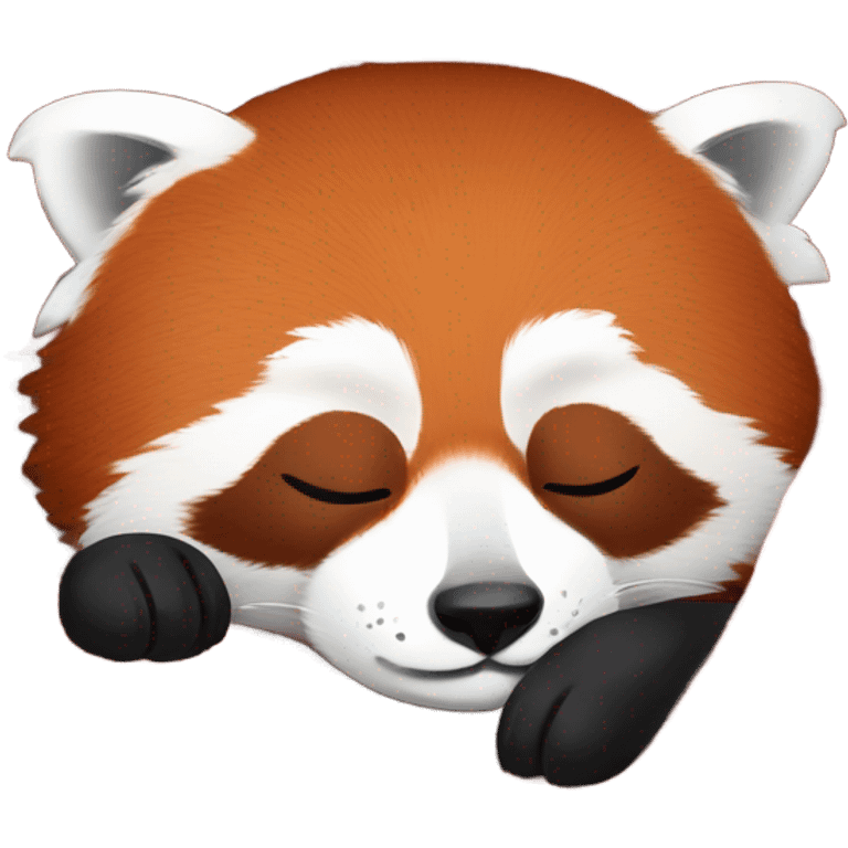 Red panda sleeping with warm cozy blanket emoji