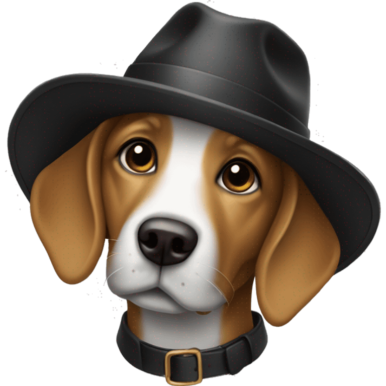 Un Chien avec un chapeau noir emoji