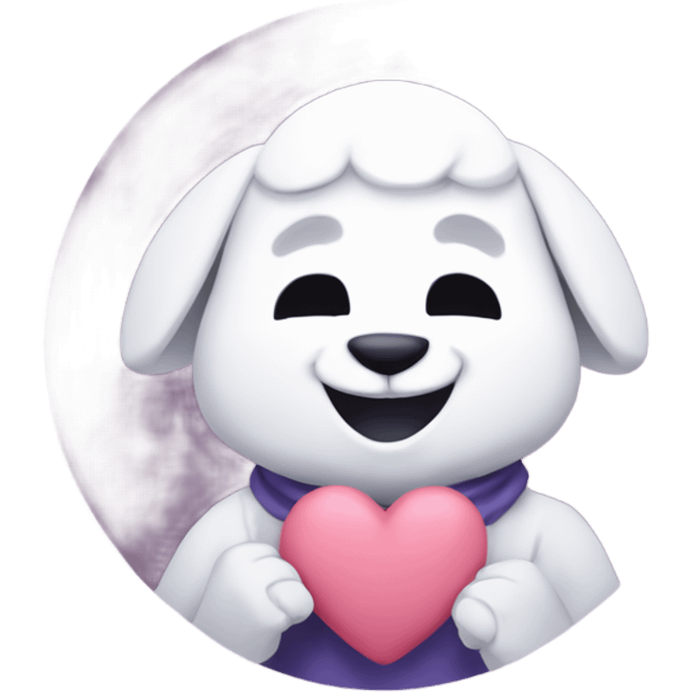 Toriel Dreemur from Undertale smiling with heart eyes and making a heart with her fingers  emoji