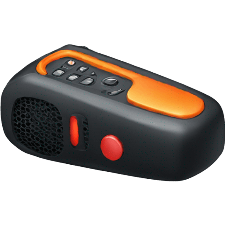 black walkie talkie with red-orange button on side emoji