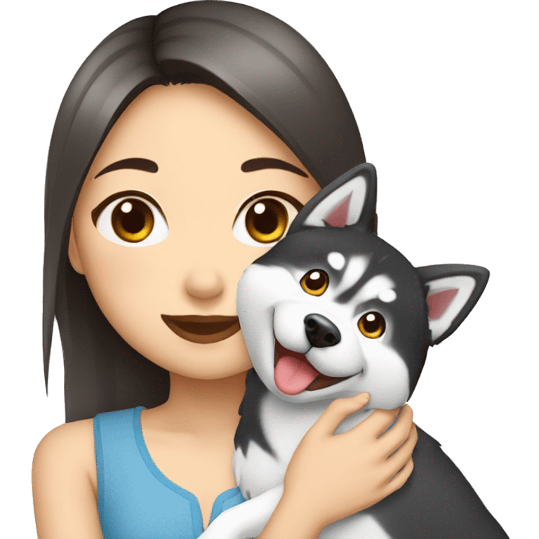 Japanese girl with husky emoji